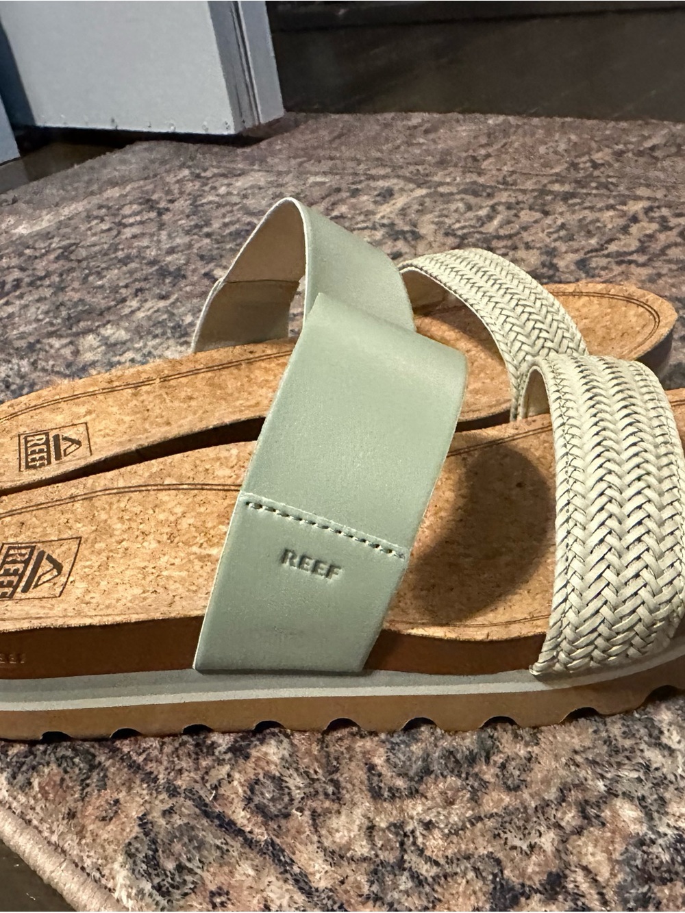 Reef Women's Mint Green Dual Strap Slide Sandals